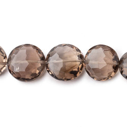 9-14.5mm Smoky Quartz Faceted Coin Beads 16 inch 36 pieces (ONLINE ORDER ONLY)