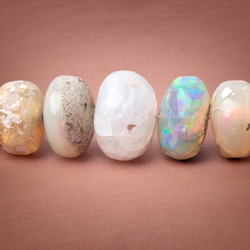 9-15mm Ethiopian Opal with Matrix Plain Rondelle Beads 20 inch 69 pieces AA (ONLINE ORDER ONLY)