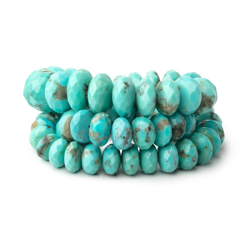 9-16.5mm Sleeping Beauty Turquoise Faceted Rondelle 18 inch 67 Beads AAA (ONLINE ORDER ONLY)