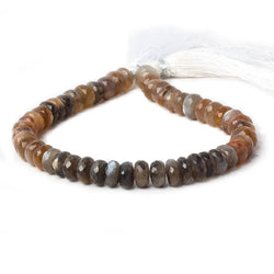 9-9.5mm Feldspar Sunstone & Moonstone faceted rondelles 10.5 inch 50 beads AA (ONLINE ORDER ONLY)