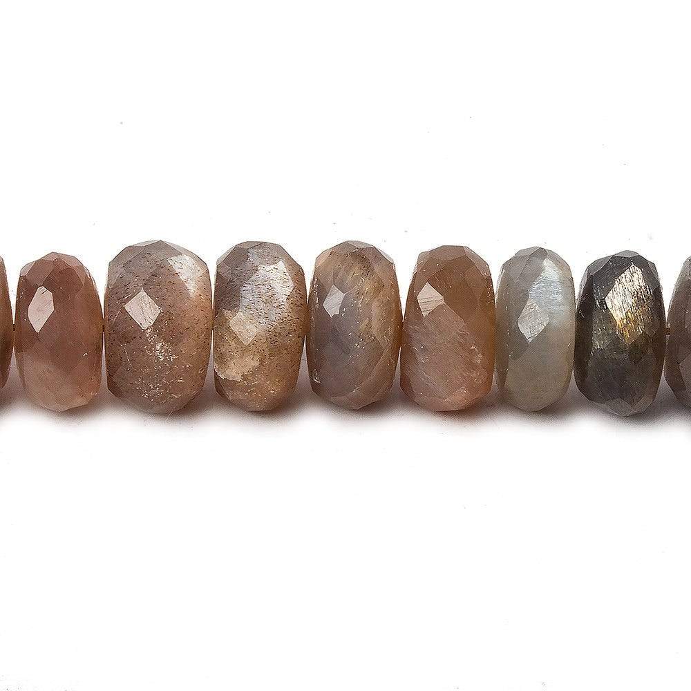 9-9.5mm Feldspar Sunstone & Moonstone faceted rondelles 10.5 inch 50 beads AA (ONLINE ORDER ONLY)