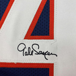 Framed Facsimile Autographed Gale Sayers 35x39 Chicago Blue Reprint Laser Auto Football Jersey (ONLINE ORDER ONLY)