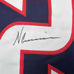 Framed Autographed/Signed Nico Collins 35x39 Houston Blue Rookie Football Jersey JSA COA