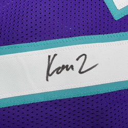 Framed Autographed/Signed Kon Knueppel 35x39 Charlotte Purple Basketball Jersey JSA COA