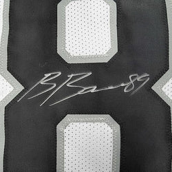 Framed Autographed/Signed Brock Bowers 35x39 Las Vegas Oakland White Football Jersey Beckett BAS COA
