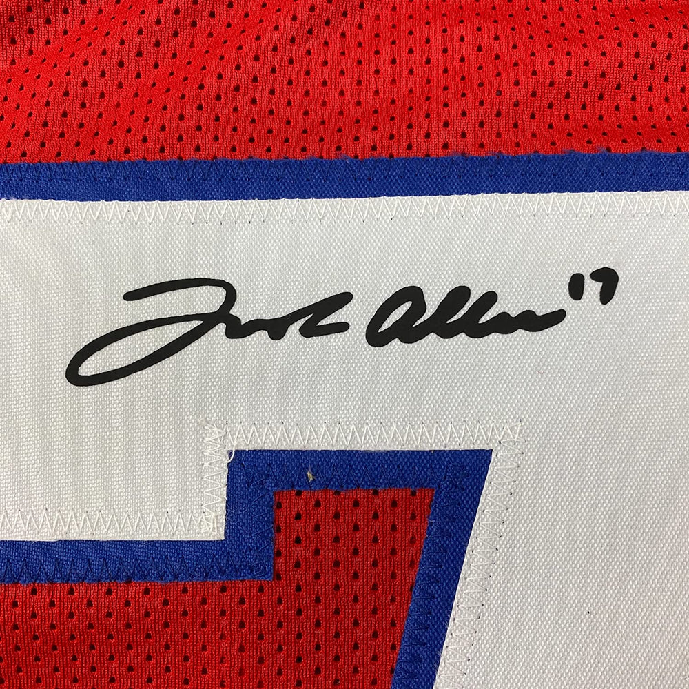 Framed Facsimile Autographed Josh Allen 35x39 Buffalo Red Reprint Laser Auto Football Jersey Size Men's XL (ONLINE ORDER ONLY)