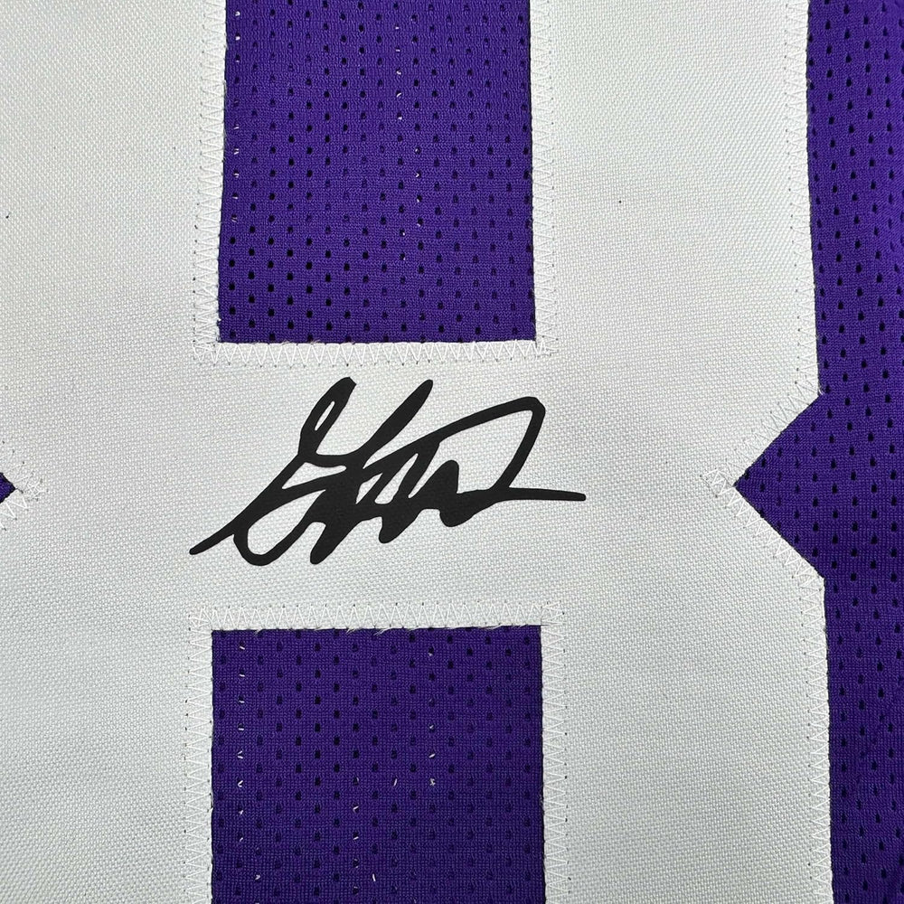 Framed Facsimile Autographed Garrett Nussmeier 35x39 LSU Purple Reprint Laser Auto College Football Jersey (ONLINE ORDER ONLY)