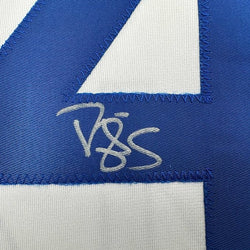 Framed Autographed/Signed Darryl Strawberry 35x39 Los Angeles LA White Baseball Jersey JSA COA