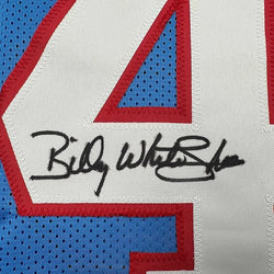 Framed Autographed/Signed Billy White Shoes Johnson 35x39 Tennessee Retro Light Blue Football Jersey JSA COA