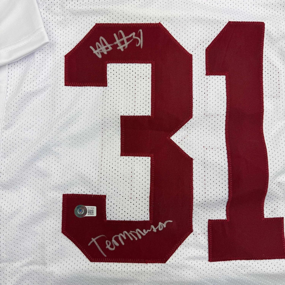 Framed Autographed/Signed Will Anderson "Terminator" 35x39 Alabama White College Football Jersey Beckett BAS COA