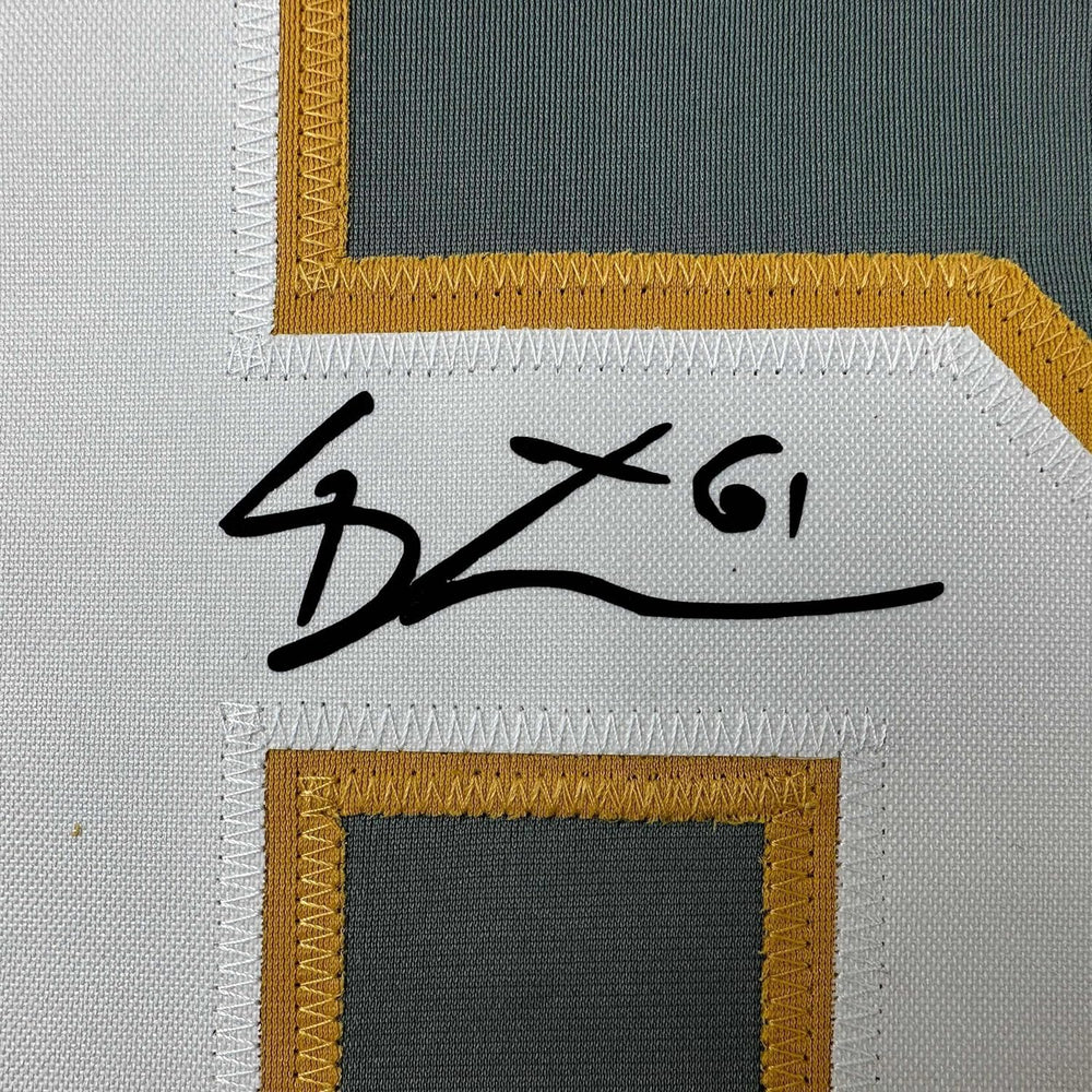 Framed Facsimile Autographed Mark Stone 35x39 Vegas Grey Reprint Laser Auto Hockey Jersey (ONLINE ORDER ONLY)