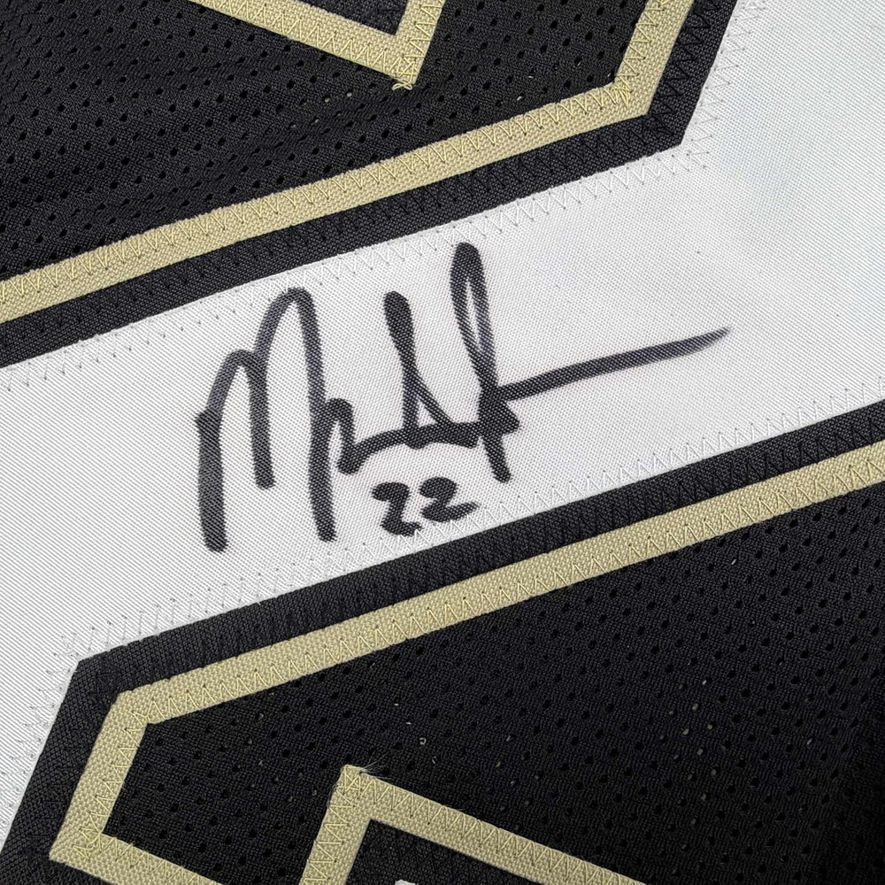 Framed Autographed/Signed Mark Ingram II 35x39 New Orleans Black Alternate Football Jersey JSA COA