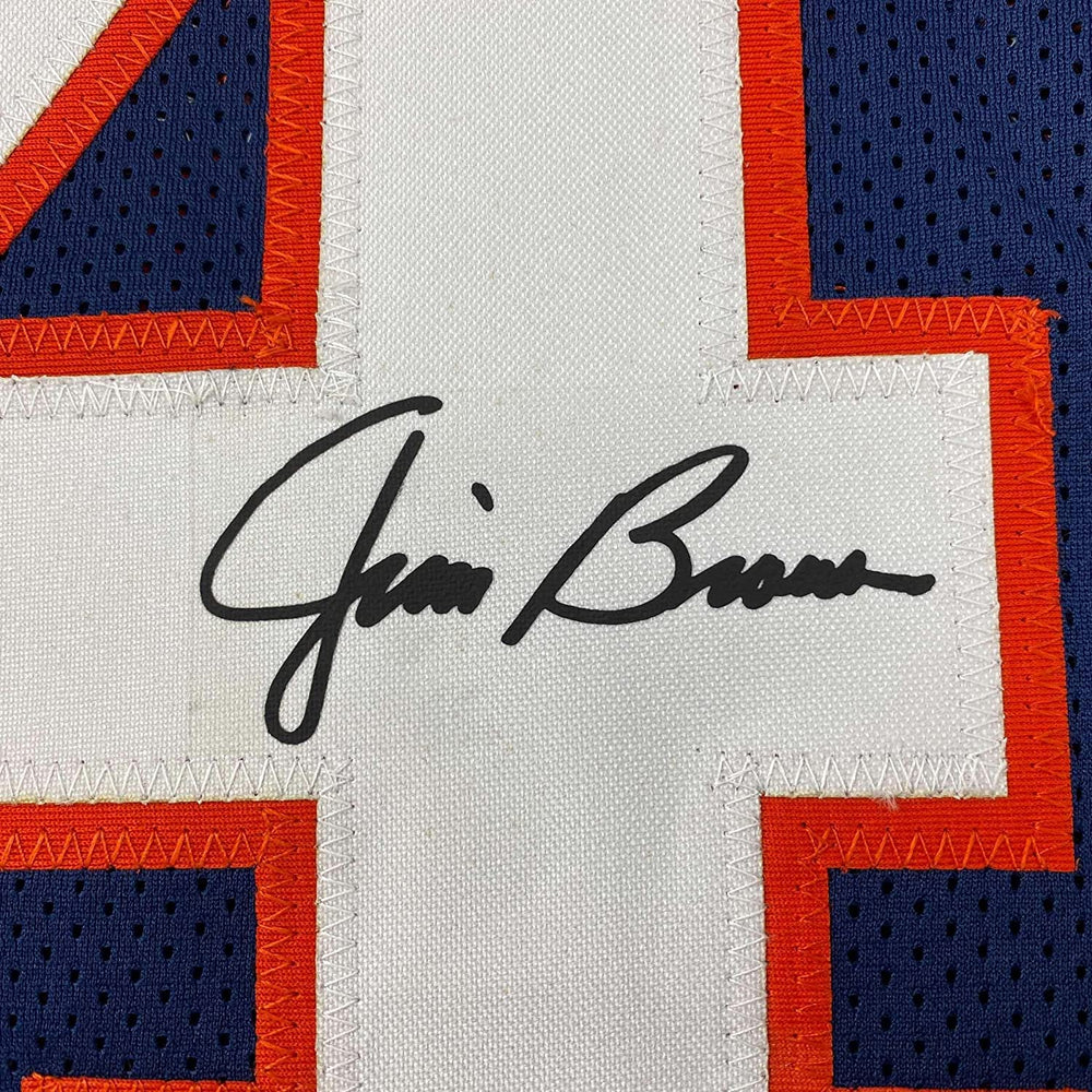 Framed Facsimile Autographed Jim Brown 35x39 Syracuse Blue Reprint Laser Auto College Football Jersey (ONLINE ORDER ONLY)