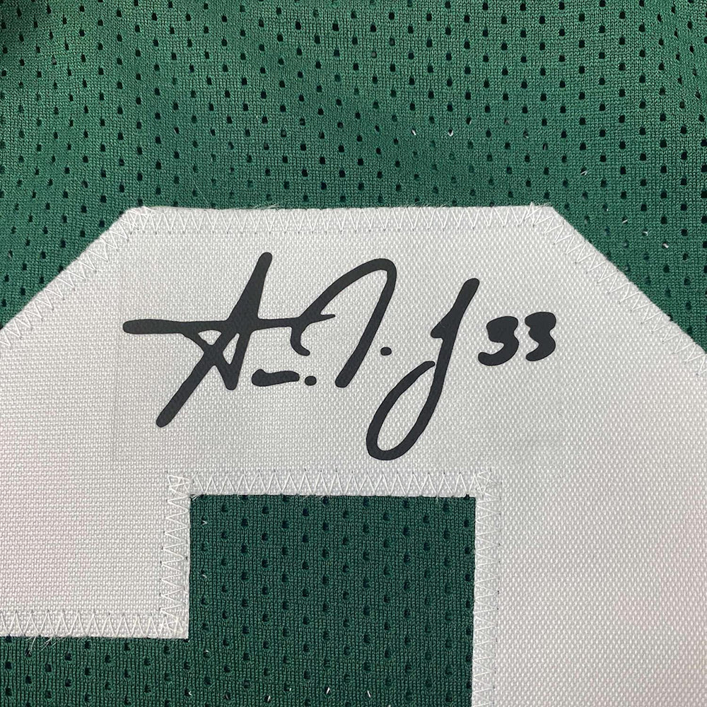 Framed Facsimile Autographed Aaron Jones 35x39 Green Bay Green Reprint Laser Auto Football Jersey (ONLINE ORDER ONLY)