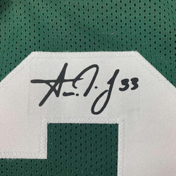Framed Facsimile Autographed Aaron Jones 35x39 Green Bay Green Reprint Laser Auto Football Jersey (ONLINE ORDER ONLY)