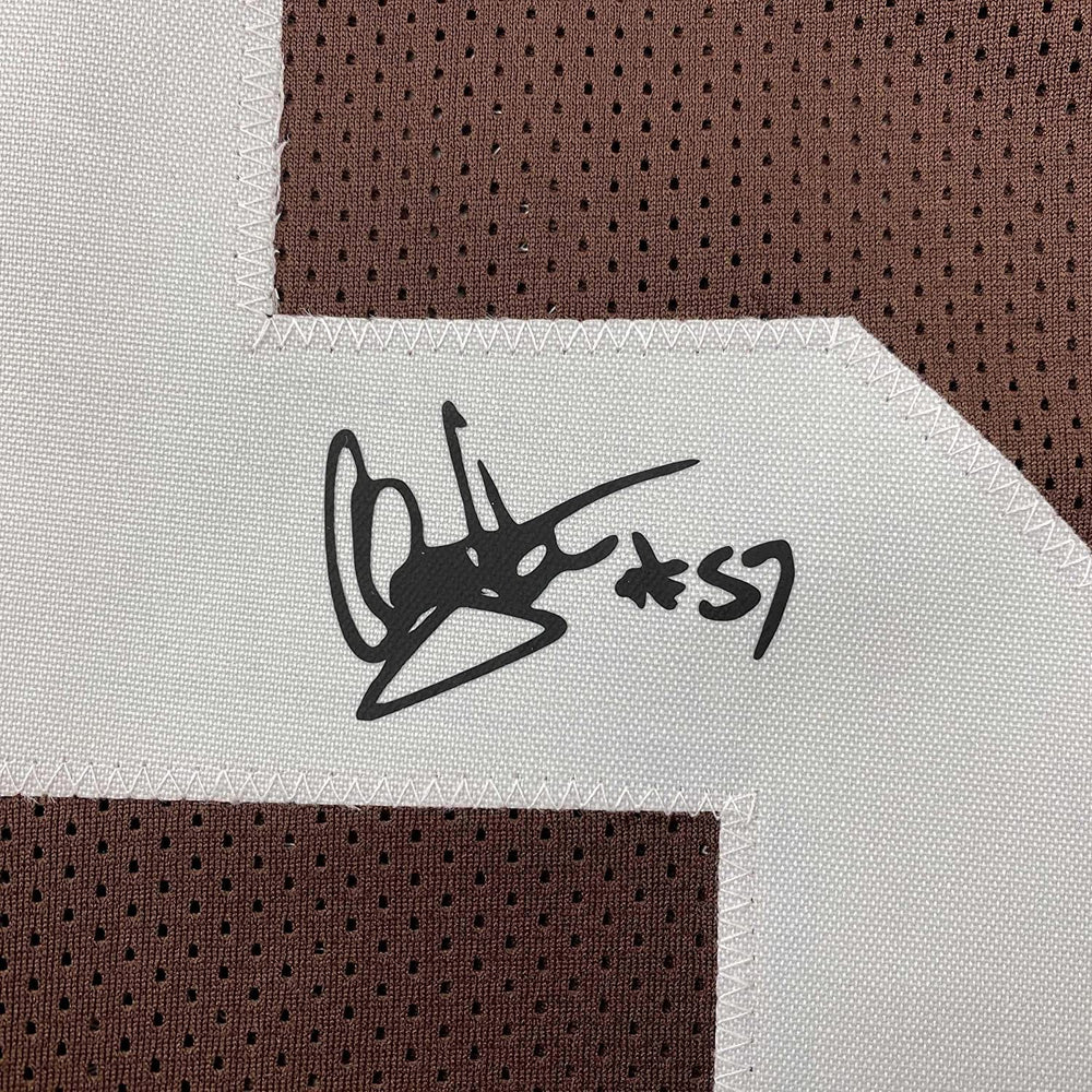 Framed Facsimile Autographed Clay Matthews Jr. 35x39 Cleveland Brown Reprint Laser Auto Football Jersey (ONLINE ORDER ONLY)