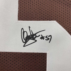 Framed Facsimile Autographed Clay Matthews Jr. 35x39 Cleveland Brown Reprint Laser Auto Football Jersey (ONLINE ORDER ONLY)