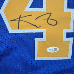 Framed Autographed/Signed Kevin Garnett 35x39 Blue Farragut High School Basketball Jersey Beckett BAS COA