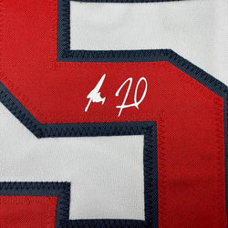 Framed Facsimile Autographed Max Fried 35x39 Atlanta White Reprint Laser Auto Baseball Jersey (ONLINE ORDER ONLY)