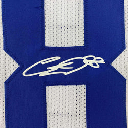 Framed Facsimile Autographed CeeDee Lamb 35x39 Dallas White Reprint Laser Auto Football Jersey Size Men's XL (ONLINE ORDER ONLY)