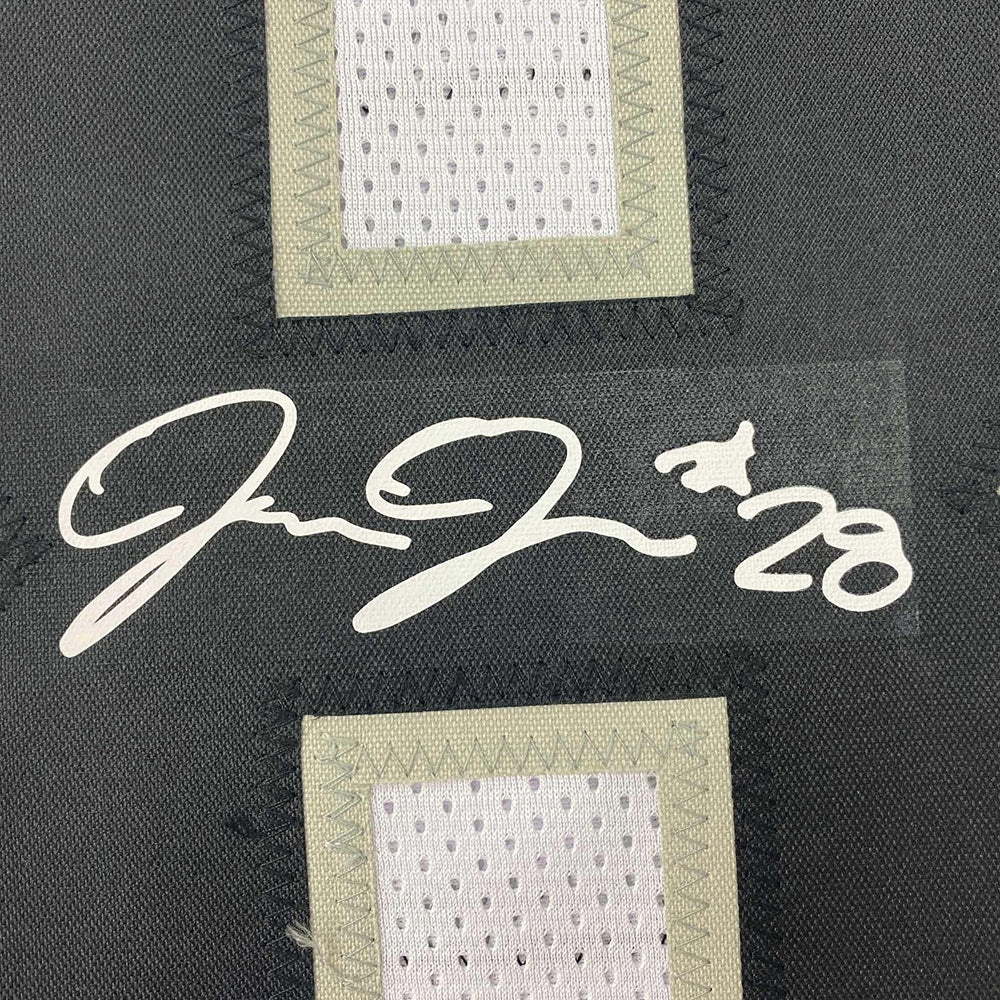 Framed Facsimile Autographed Josh Jacobs 35x39 Oakland Las Vegas White Reprint Laser Auto Football Jersey (ONLINE ORDER ONLY)