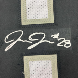 Framed Facsimile Autographed Josh Jacobs 35x39 Oakland Las Vegas White Reprint Laser Auto Football Jersey (ONLINE ORDER ONLY)