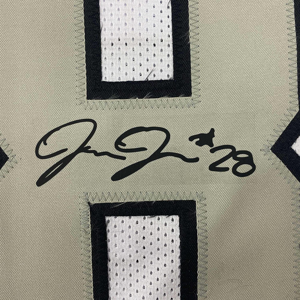 Framed Facsimile Autographed Josh Jacobs 35x39 Oakland Las Vegas Color Rush White Reprint Laser Auto Football Jersey (ONLINE ORDER ONLY)