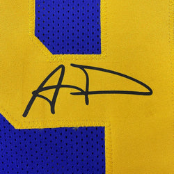 Framed Facsimile Autographed Aaron Donald 35x39 Los Angeles LA Royal Blue Retro Reprint Laser Auto Football Jersey (ONLINE ORDER ONLY)
