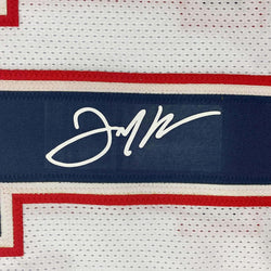 Framed Facsimile Autographed Julian Edelman 35x39 New England White Reprint Laser Auto Football Jersey (ONLINE ORDER ONLY)