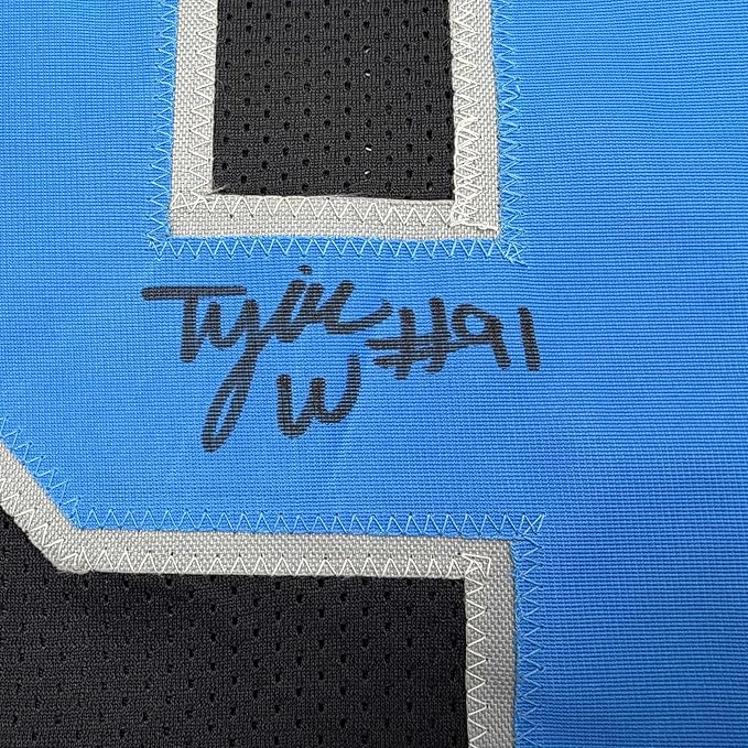 Framed Autographed/Signed Tyleik Williams 35x39 Detroit Black Football Jersey Beckett BAS COA