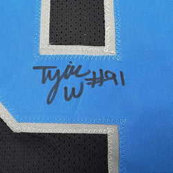 Framed Autographed/Signed Tyleik Williams 35x39 Detroit Black Football Jersey Beckett BAS COA