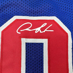 Framed Facsimile Autographed Dennis Rodman 35x39 Detroit Blue Reprint Laser Auto Basketball Jersey (ONLINE ORDER ONLY)