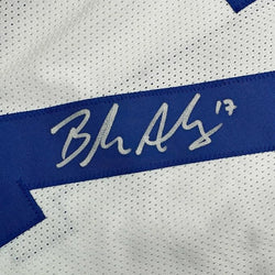 Framed Autographed/Signed Brandon Aubrey 35x39 Dallas White Football Jersey Beckett BAS COA