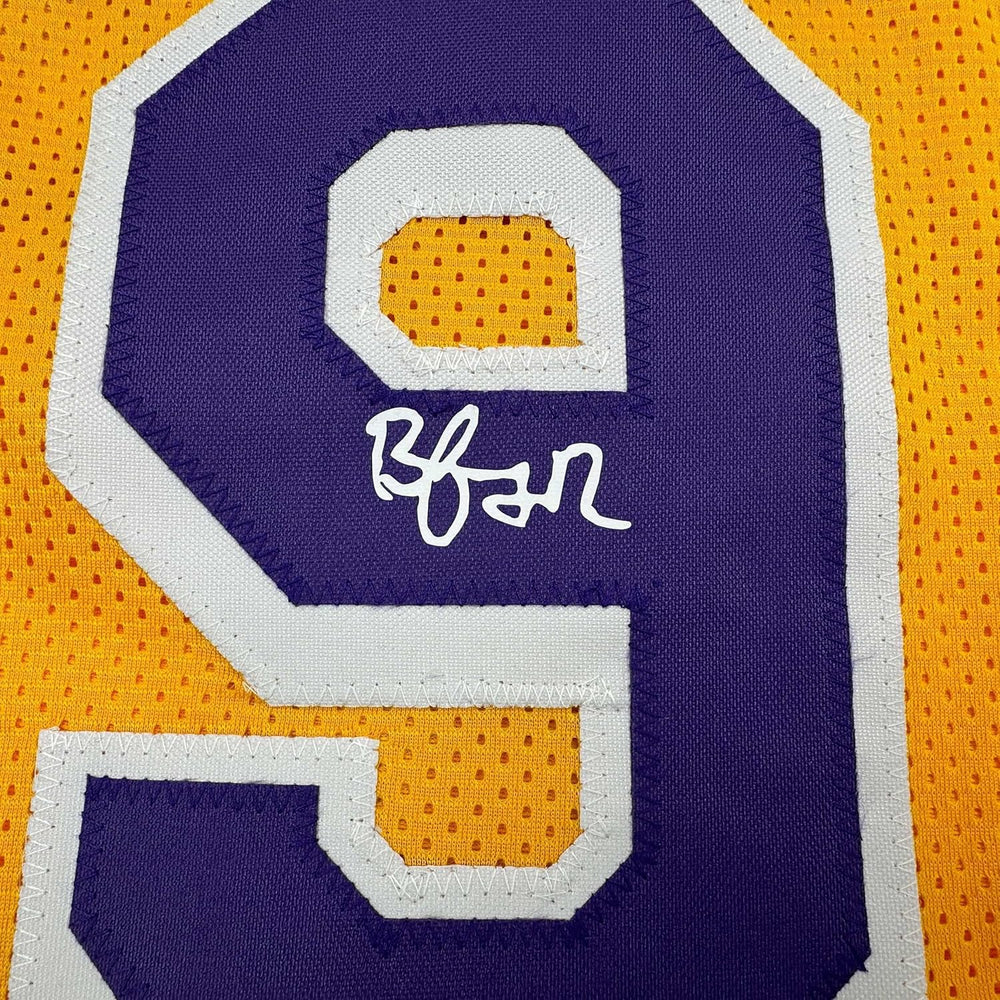 Framed Facsimile Autographed Bronny James Jr. 35x39 Los Angeles LA Yellow Reprint Laser Auto Basketball Jersey (ONLINE ORDER ONLY)