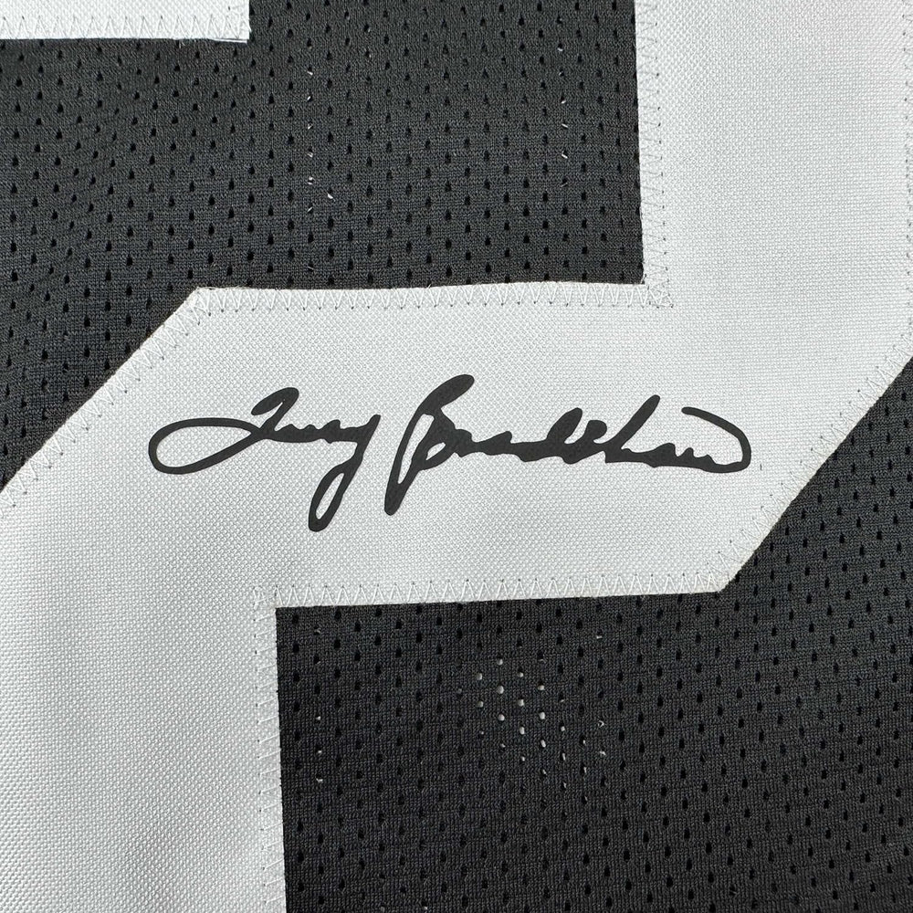 Framed Facsimile Autographed Terry Bradshaw 35x39 Pittsburgh Black Reprint Laser Auto Football Jersey (ONLINE ORDER ONLY)