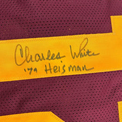 Framed Autographed/Signed Charles White 35x39 79 Heisman USC Southen Cal Maroon College Football Jersey JSA COA
