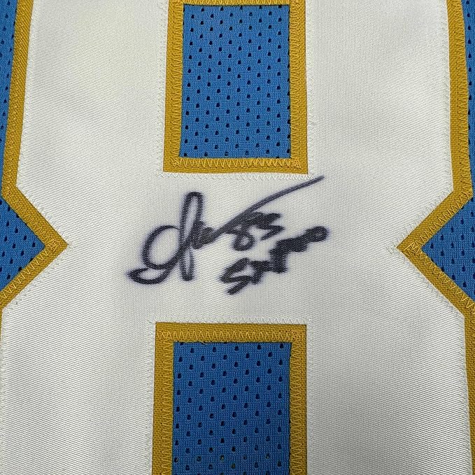 Framed Autographed/Signed Anthony Miller 35x39 San Diego Los Angeles LA Powder Blue Football Jersey JSA COA