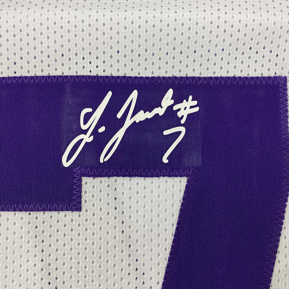 Framed Facsimile Autographed Leonard Fournette 35x39 LSU White Reprint Laser Auto College Football Jersey Size Men's XL (ONLINE ORDER ONLY)