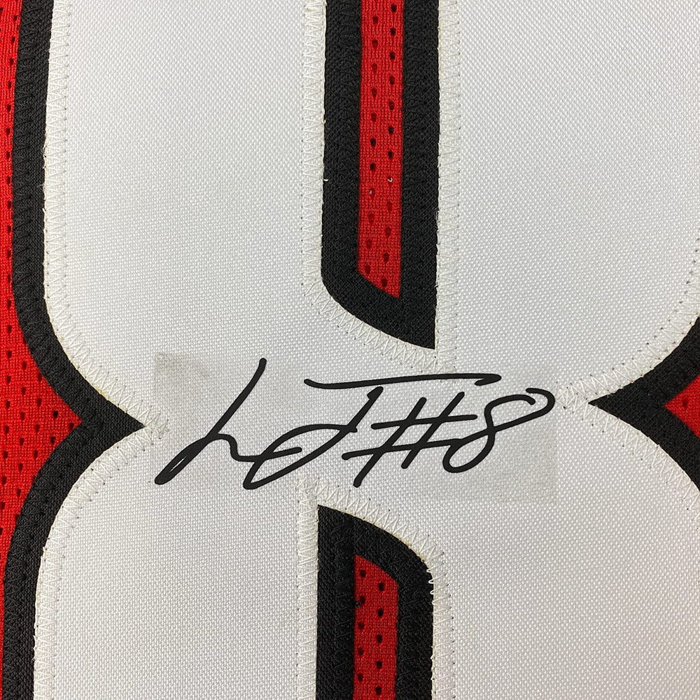 Framed Facsimile Autographed Lamar Jackson 35x39 Louisville Red Reprint Laser Auto College Football Jersey Size Men's XL (ONLINE ORDER ONLY)