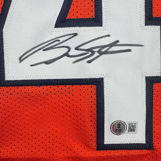 Framed Autographed/Signed Brandon Stokley 35x39 Denver Orange Football Jersey Beckett BAS COA