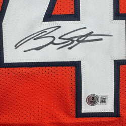 Framed Autographed/Signed Brandon Stokley 35x39 Denver Orange Football Jersey Beckett BAS COA