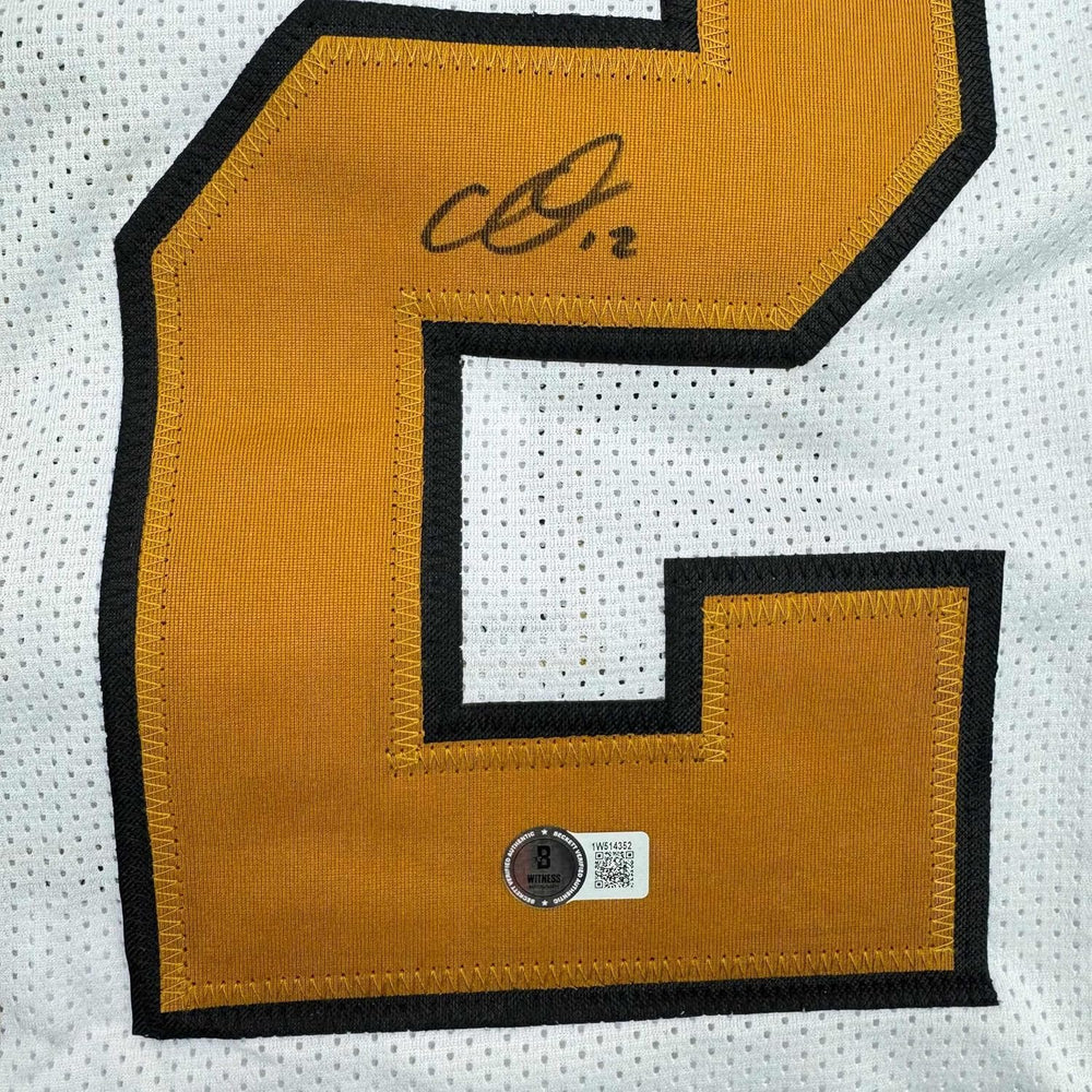 Framed Autographed/Signed Chris Olave 35x39 New Orleans White Color Rush Football Jersey Beckett BAS COA