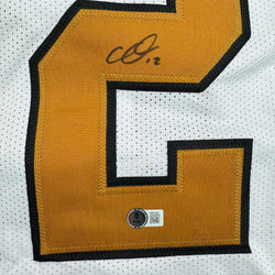 Framed Autographed/Signed Chris Olave 35x39 New Orleans White Color Rush Football Jersey Beckett BAS COA