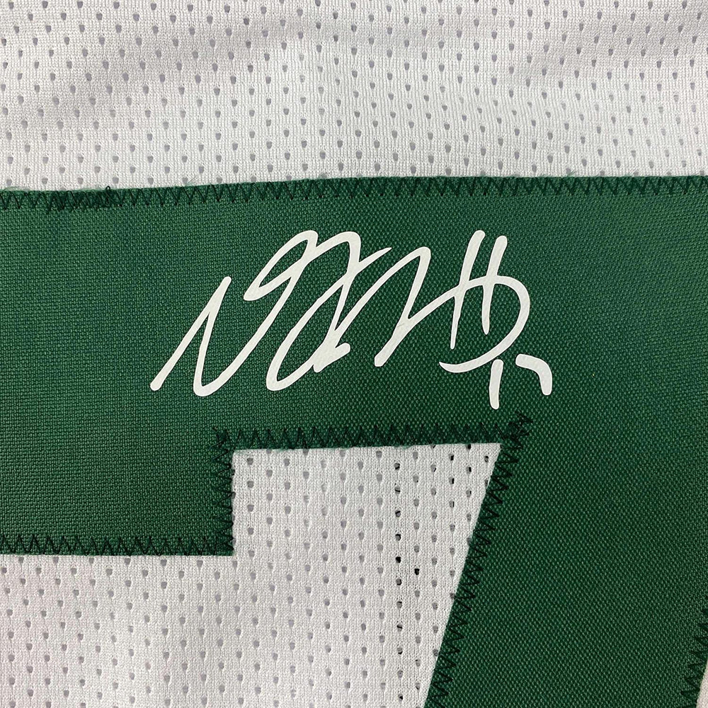 Framed Facsimile Autographed Davante Adams 35x39 Green Bay White Reprint Laser Auto Football Jersey Size Men's XL (ONLINE ORDER ONLY)