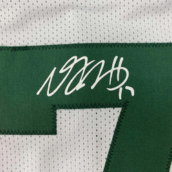 Framed Facsimile Autographed Davante Adams 35x39 Green Bay White Reprint Laser Auto Football Jersey Size Men's XL (ONLINE ORDER ONLY)