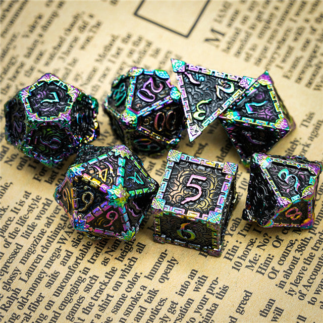 Black Rainbow Metal Dice（Dagger of Venom）7-Dice Udixi RPG (Online Only)