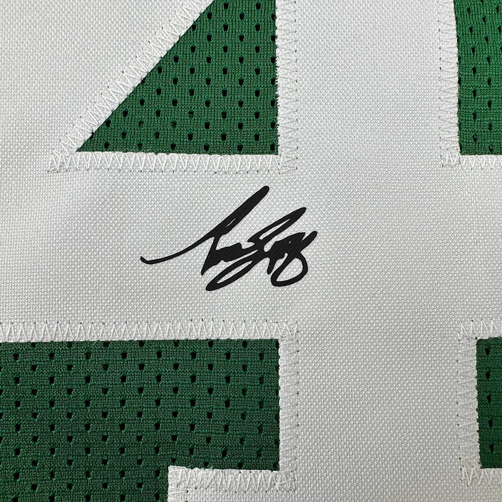 Framed Facsimile Autographed Bob Cousy 35x39 Boston Green Reprint Laser Auto Basketball Jersey (ONLINE ORDER ONLY)