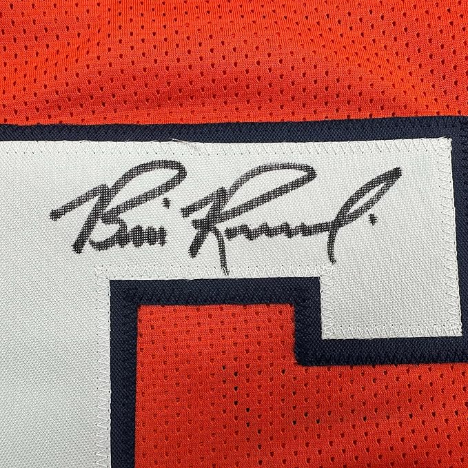 Framed Autographed/Signed Bill Romanowski 35x39 Denver Orange Football Jersey Beckett BAS COA