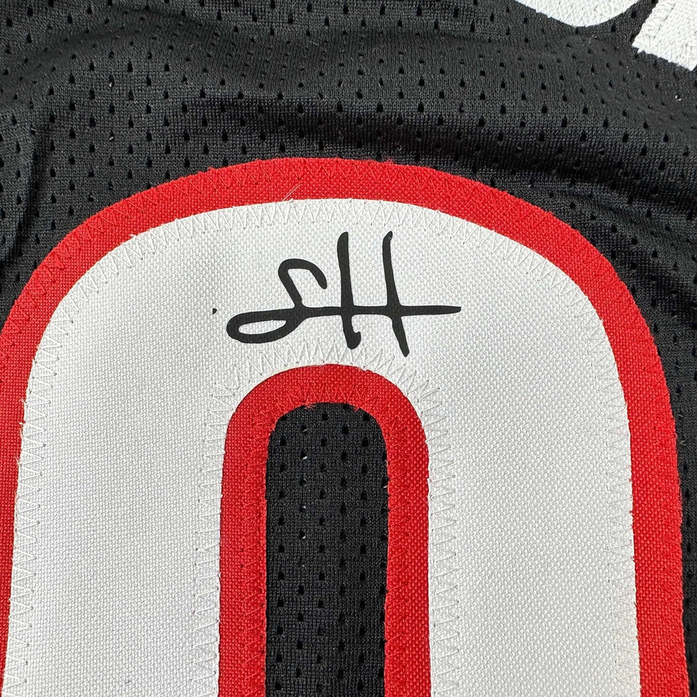 Framed Facsimile Autographed Scoot Henderson 35x39 Portland Black Reprint Laser Auto Basketball Jersey (ONLINE ORDER ONLY)