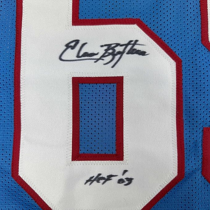 Framed Autographed/Signed Elvin Bethea 35x39 HOF 03 Tennessee Retro Light Blue Football Jersey JSA COA